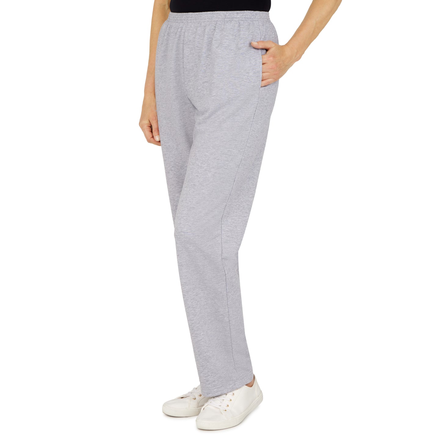 Alfred Dunner Women's French Terry Pull On Straight Leg Pants Gray Size Small