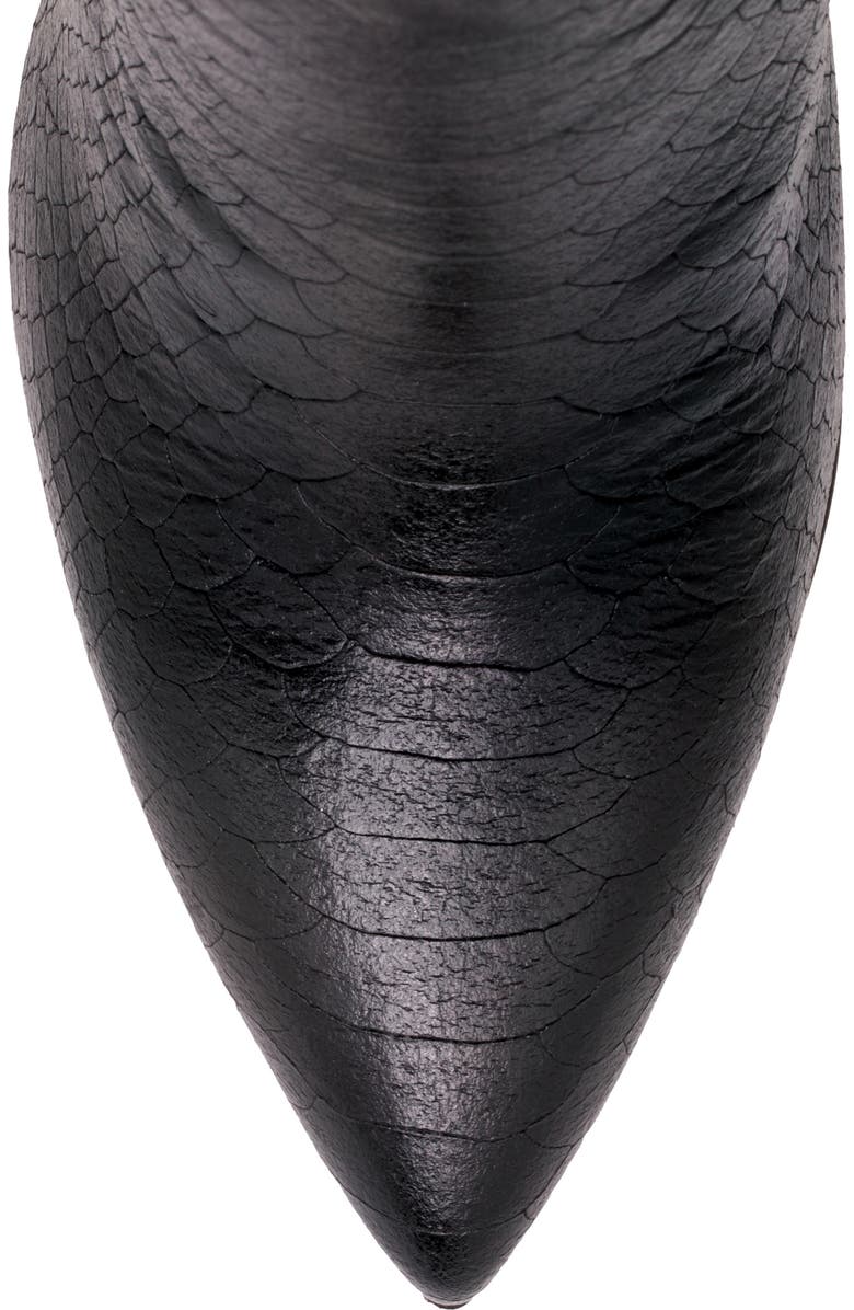 BEAUTIISOLES Pam Slouch Pointed Toe Boot in Anaconda Midnight Navy , Size 7