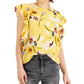 Tinsel Women's Printed Ruffled Top Yellow Size Petite Large