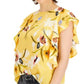Tinsel Women's Printed Ruffled Top Yellow Size Petite Large