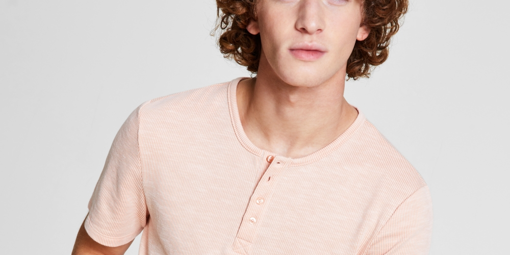 And Now This Men's Soft Knit Henley Pink Size Large