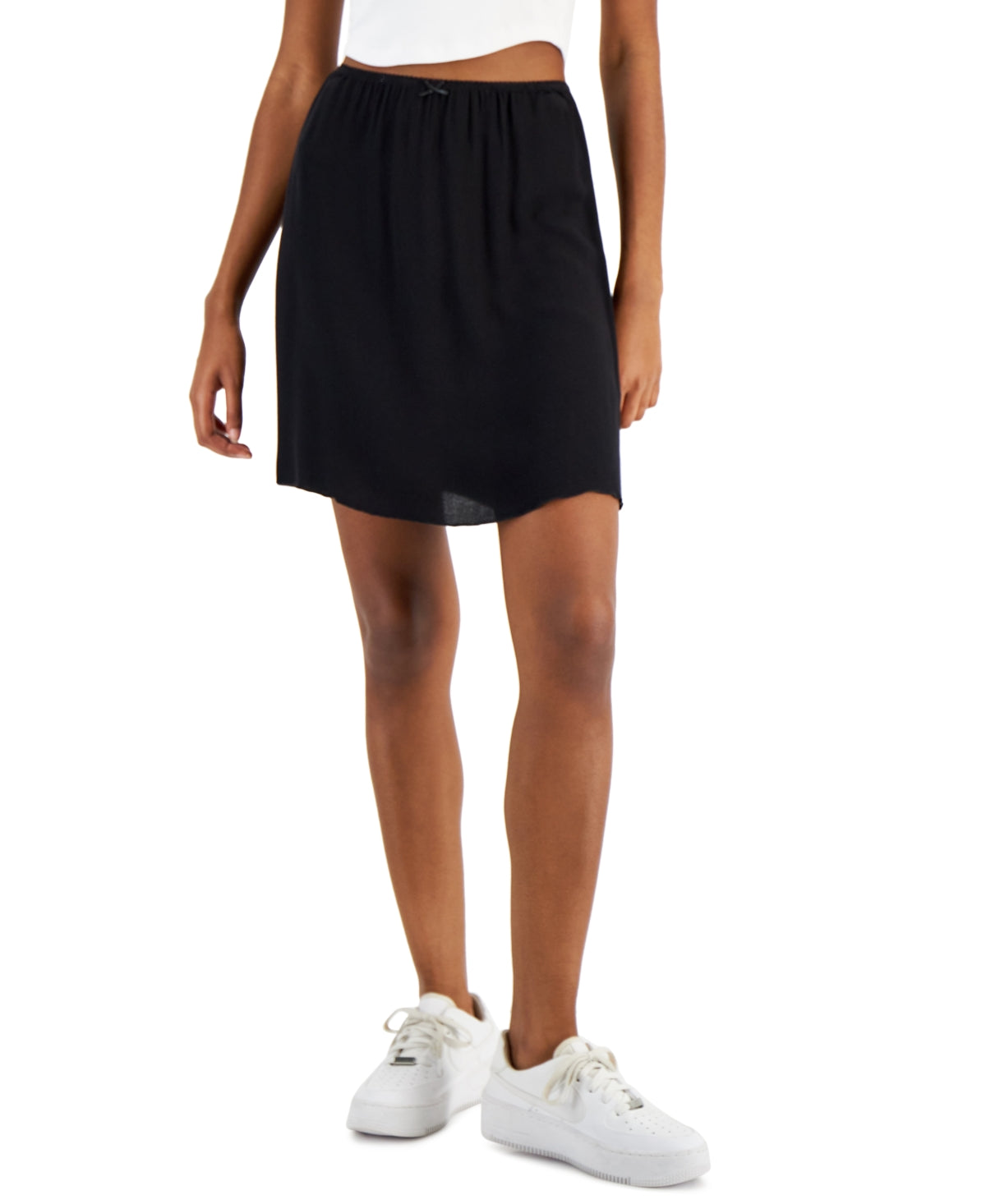 Love, Fire Junior's Picot Trim Skirt Black Size Small