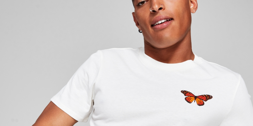 And Now This Men's Butterfly T-Shirt White Size Large