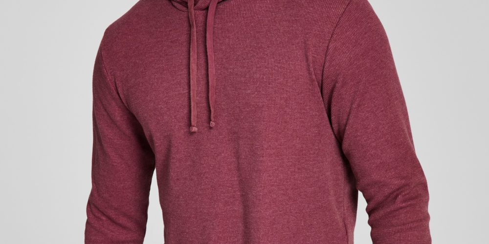And Now This Men's Thermal Waffle Knit Hooded T-Shirt Red Size Small