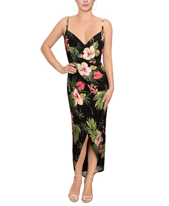 Rachel Roy Women's Plus Size Bree Printed Faux Wrap Maxi Dress Green Size 24W