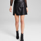 And Now This Women's Faux Leather Slit Front Mini Skirt Black Size X-Small
