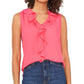 Vince Camuto Women's Ruffle Neck Sleeveless Georgette Blouse Pink Size X-Small