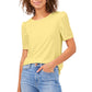 Vince Camuto Women's Eyelet Sleeve Knit Top Yellow Size Small