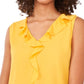 Vince Camuto Women's Ruffle Neck Sleeveless Georgette Blouse Yellow Size Medium