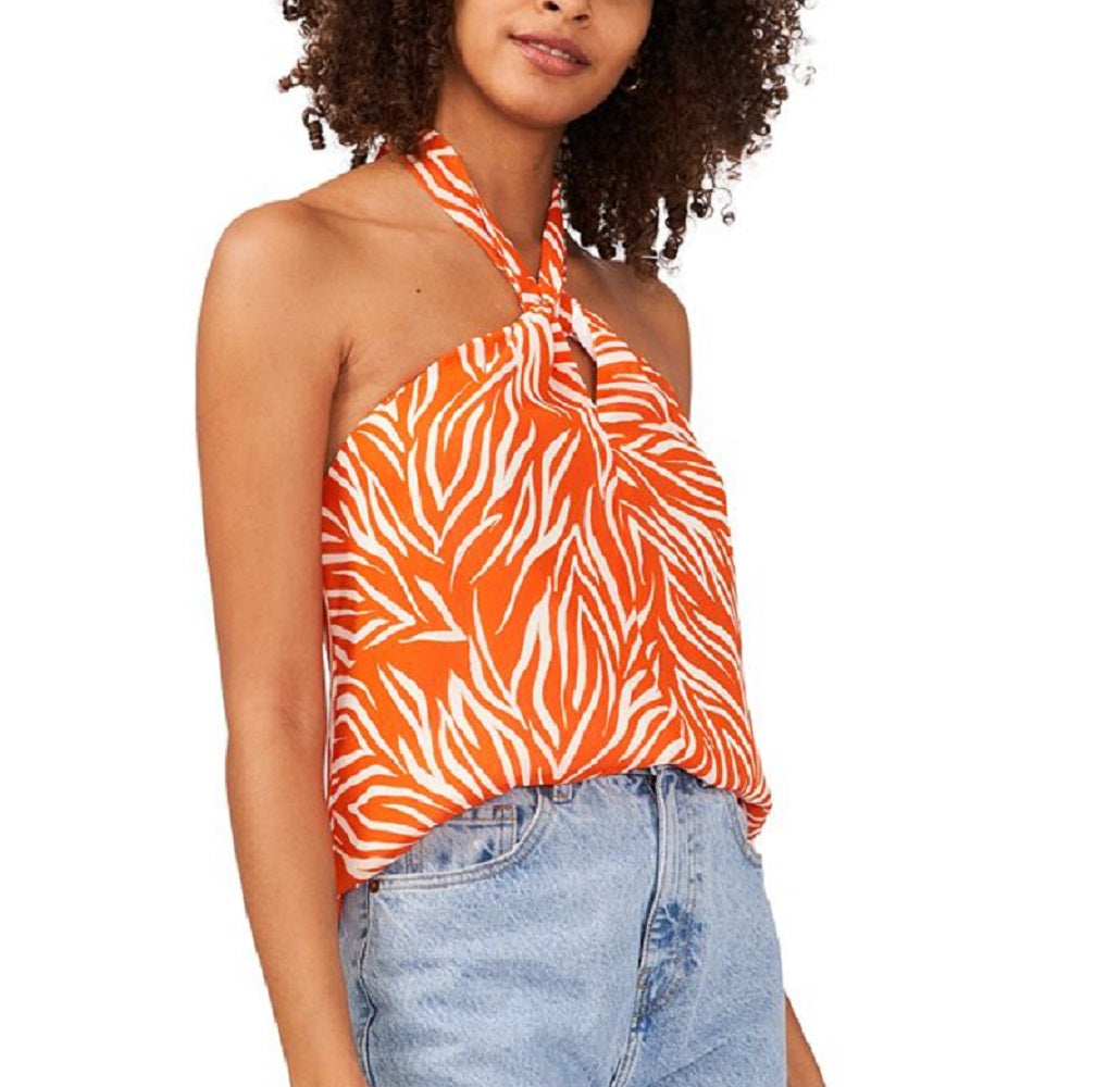Vince Camuto Women's Zebra Stripe Halter Top Orange Size Large