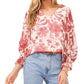 Vince Camuto Women's Gemma Floral Print Bell Sleeve Top White Size Medium