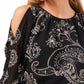 Vince Camuto Women's Blooming Paisley Cold Shoulder Top Black Size X-Small