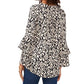 Vince Camuto Women's Etched Ikat Bell Sleeve Blouse Black Size Large