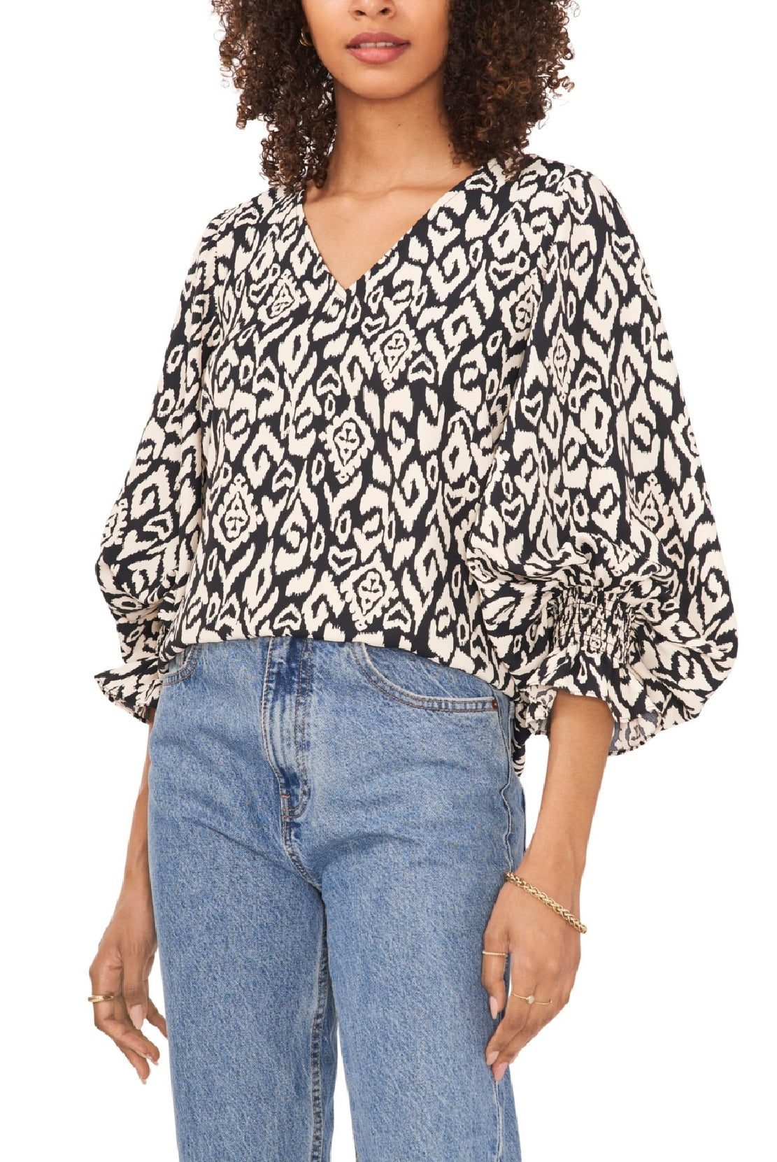 Vince Camuto Women's Balloon Sleeve Blouse Size Small Gray Size Small