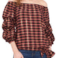 Vince Camuto Women's Plaid Off The Shoulder Top Black Size X-Large