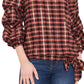 Vince Camuto Women's Plaid Off The Shoulder Top Black Size X-Large