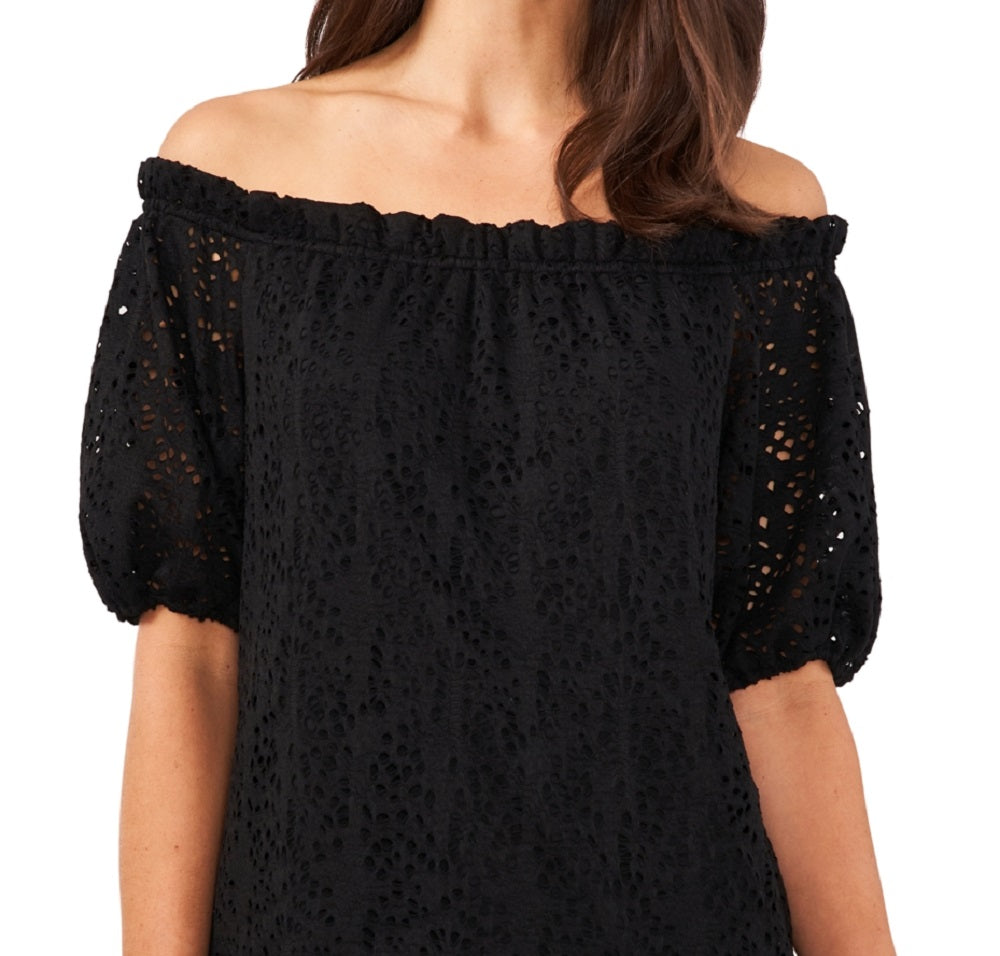 Vince Camuto Women's Lace Off The Shoulder Top Black