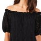 Vince Camuto Women's Lace Off The Shoulder Top Black