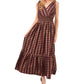 Vince Camuto Women's Metallic Pucker Plaid Maxi Dress Brown Size XX-Small