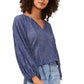 Vince Camuto Women's Lace Slit Sleeve Top Blue Size X-Large