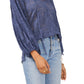 Vince Camuto Women's Lace Slit Sleeve Top Blue Size X-Large