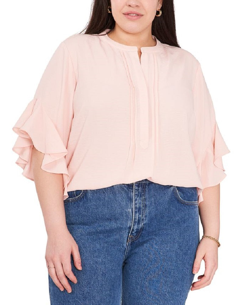 Vince Camuto Women's Ruffle Sleeve Blouse Pink Size 1X