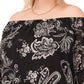 Vince Camuto Women's Printed Bubble Sleeve Off The Shoulder Tie Hem Top Black Size 3X