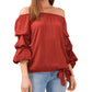 Vince Camuto Women's Clip Dot Bubble Sleeve Blouse Red