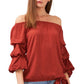 Vince Camuto Women's Clip Dot Bubble Sleeve Blouse Red