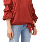 Vince Camuto Women's Clip Dot Bubble Sleeve Blouse Red