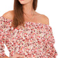 Vince Camuto Women's Sunset Ditsy Off The Shoulder Bubble Sleeve Blouse Brown Size X-Large