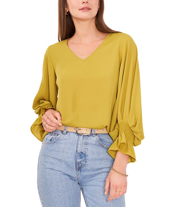 Vince Camuto Women's Bell Sleeve Top Yellow Size X-Small