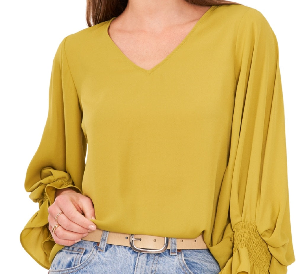 Vince Camuto Women's Bell Sleeve Top Yellow Size X-Small