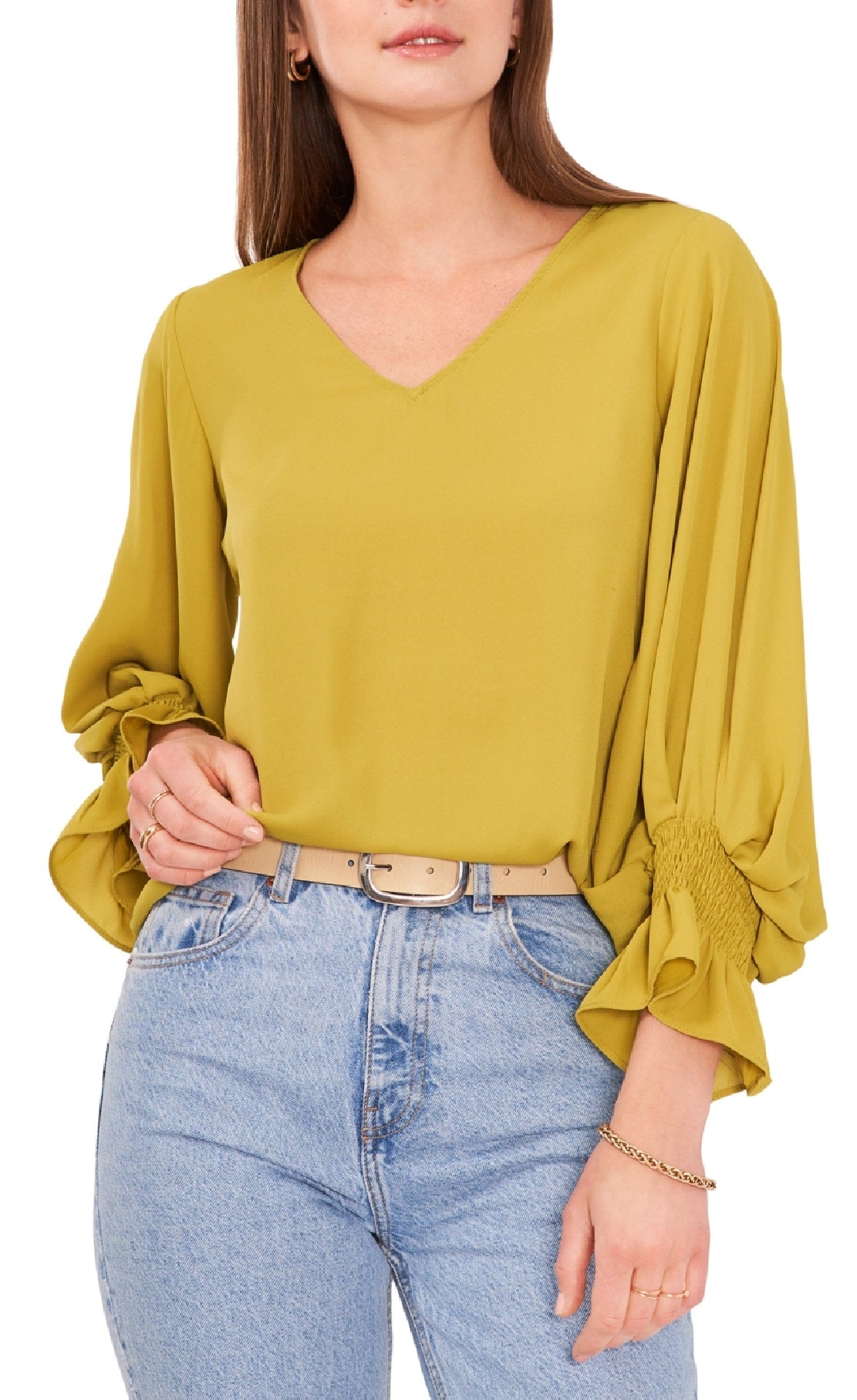 Vince Camuto Women's Bell Sleeve Top Green Size Large
