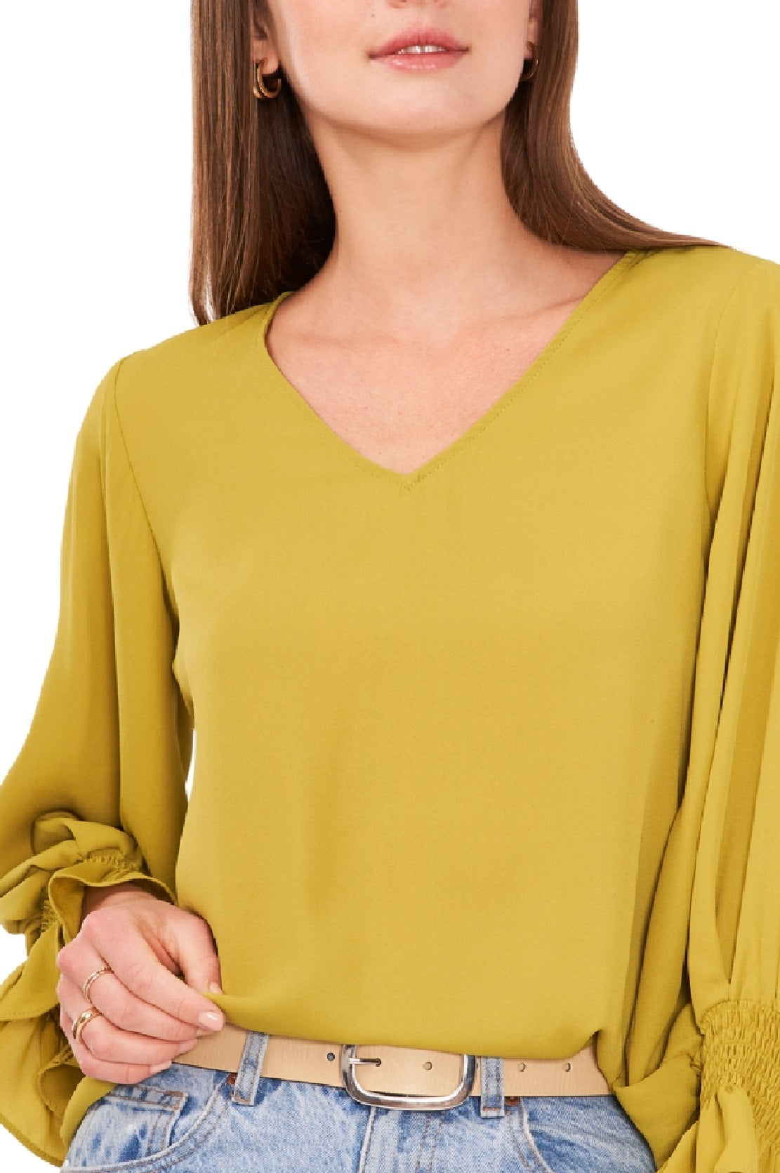 Vince Camuto Women's Bell Sleeve Top Green Size Large