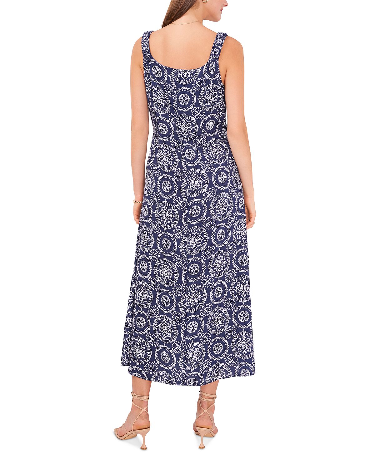 Vince Camuto Women's Printed Sleeveless Midi Dress Blue Size X-Large