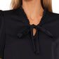 CeCe Women's Puff Sleeve Tie Neck Blouse Black Size X-Large
