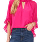 Vince Camuto Women's Cutout Flutter Sleeve Top Pink Size Large