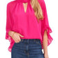 Vince Camuto Women's Cutout Flutter Sleeve Top Pink Size Large