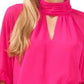 Vince Camuto Women's Cutout Flutter Sleeve Top Pink Size Large