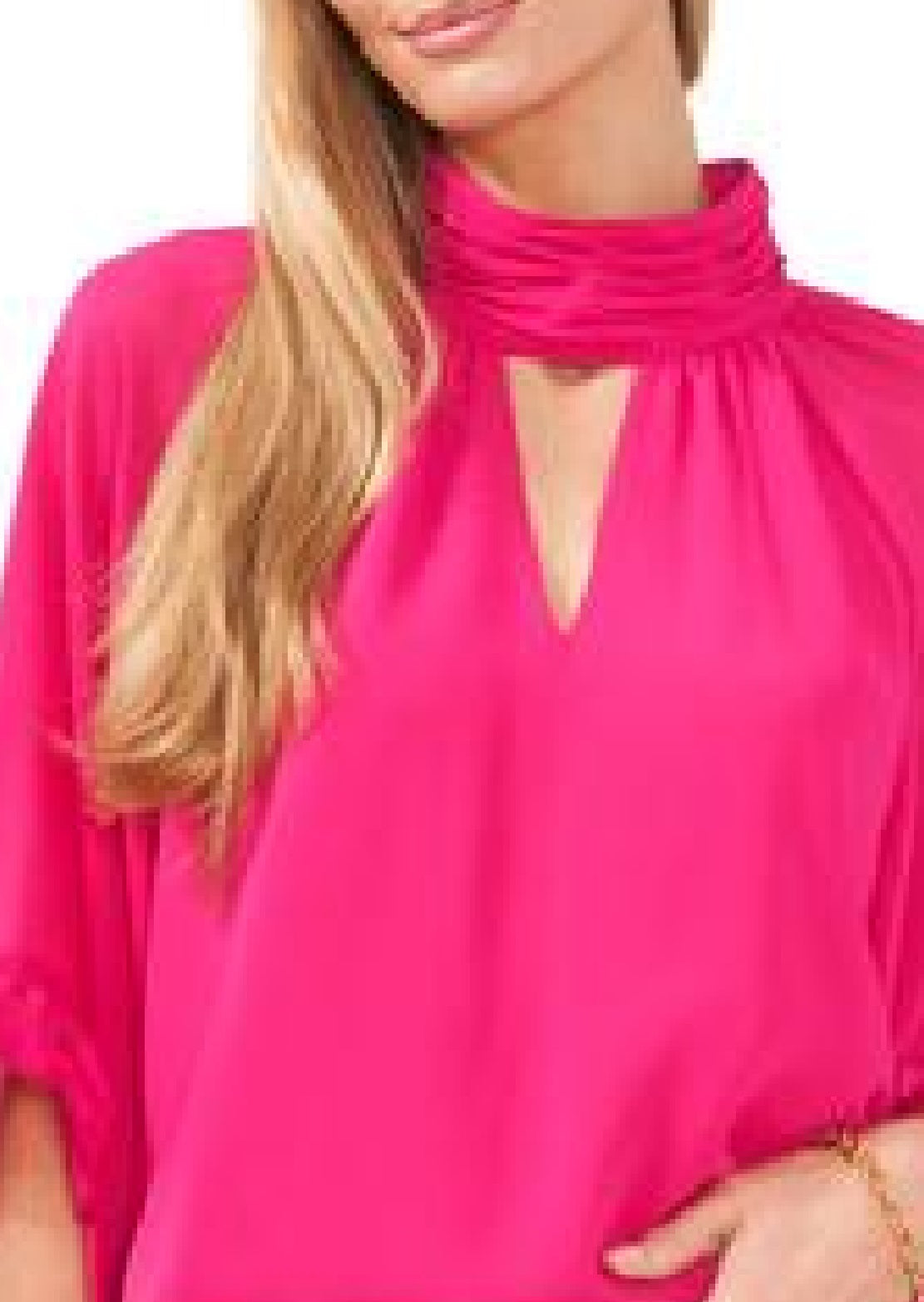 Vince Camuto Women's Cutout Flutter Sleeve Top Pink Size Large