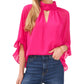 Vince Camuto Women's Cutout Flutter Sleeve Top Pink Size X-Large