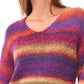 Vince Camuto Women's V Neck Long Sleeve Striped Sweater Red Size Medium