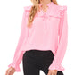 CeCe Women's Pleated Ruffled Top Pink Size X-Small