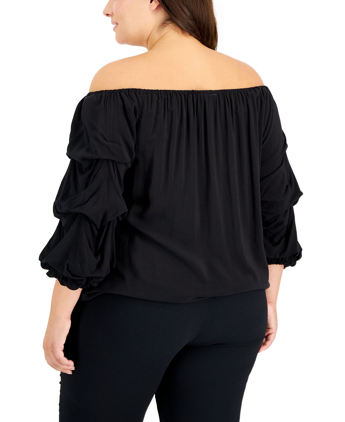 Vince Camuto Women's Off The Shoulder Lantern Sleeve Top Black Size 2X