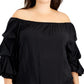 Vince Camuto Women's Off The Shoulder Lantern Sleeve Top Black Size 2X
