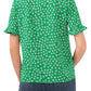 CeCe Women's Daisy Melody Ruffle Short Sleeve Blouse Green Size Large