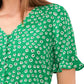 CeCe Women's Daisy Melody Ruffle Short Sleeve Blouse Green Size Large