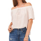 Vince Camuto Women's Striped Off The Shoulder Flutter Sleeve Top White Size X-Large