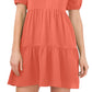 CeCe Women's Tiered V Neck Babydoll Dress Orange Size Medium